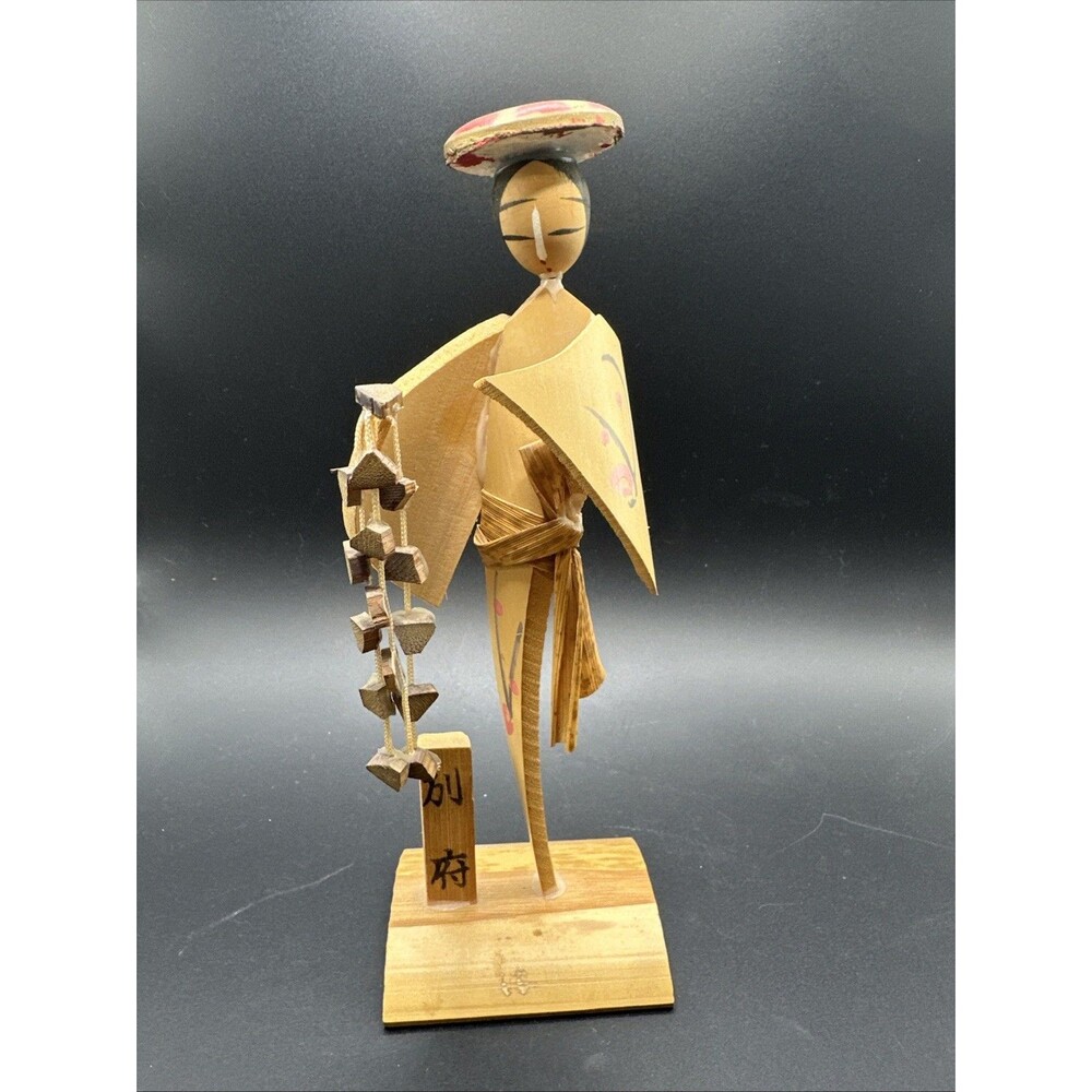 Vintage Collectable Japanese Bamboo Kokeshi Figurine